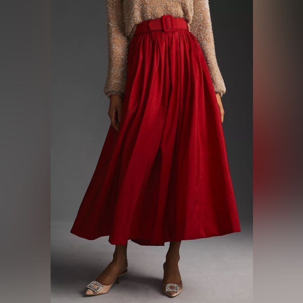 Anthropologie Maeve Belted Maxi Skirt Size 8 - Picture 4 of 8